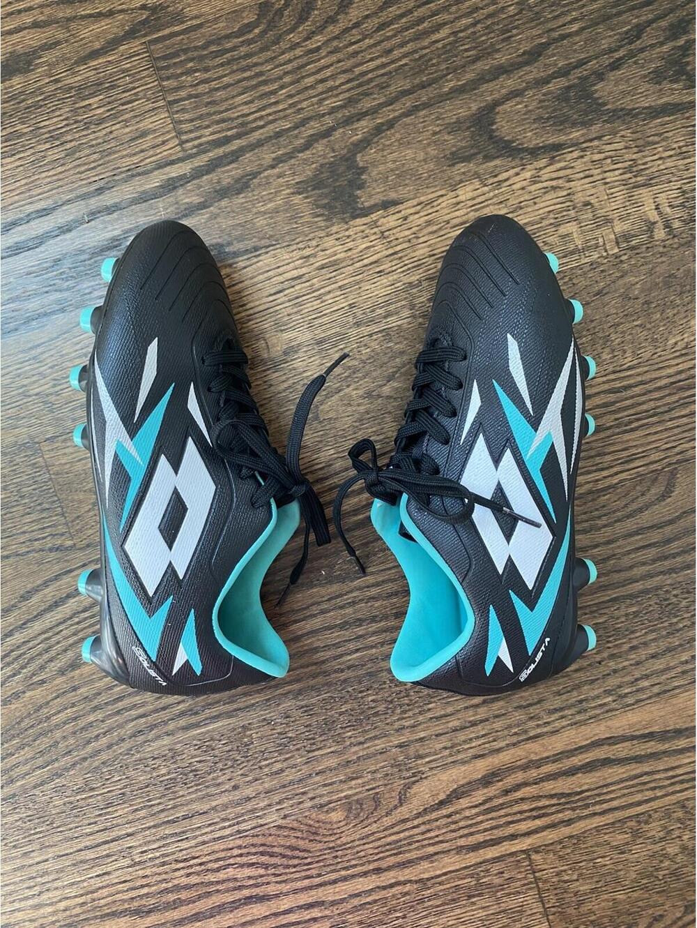 Lotto Solista Youth Soccer Cleats Shoes Size 1.5 Black Teal 218136 - Picture 4 of 9